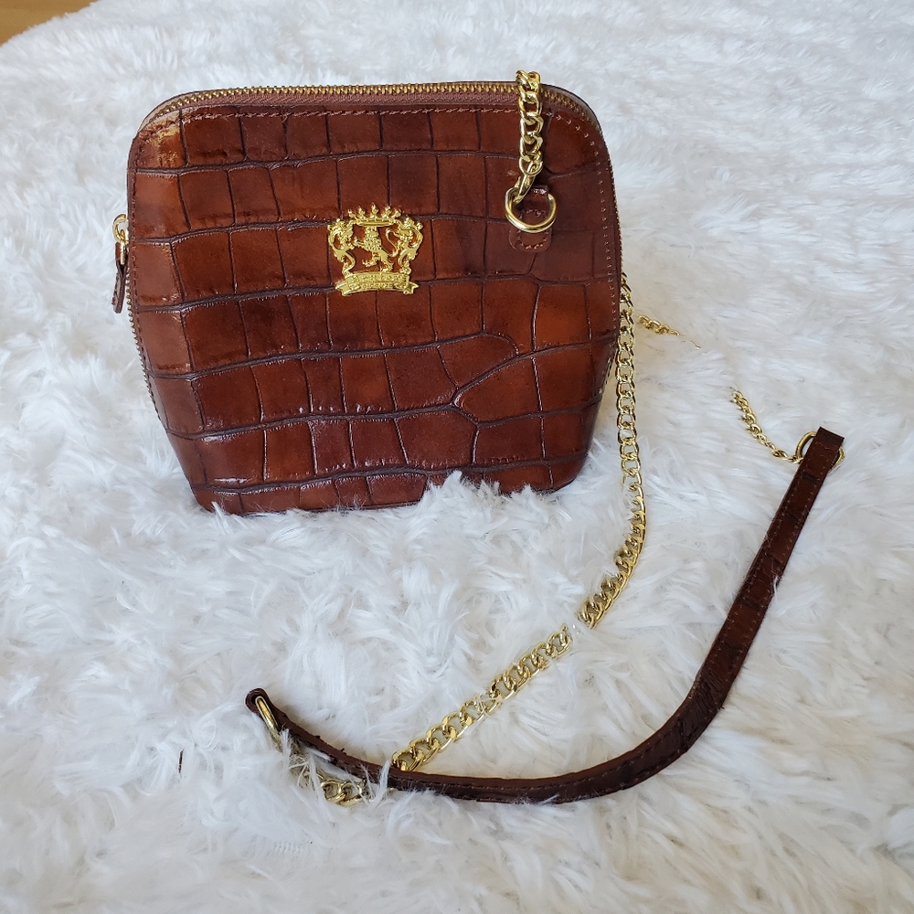 Pratesi Firenze Leather Crossbody - Brown Crocco